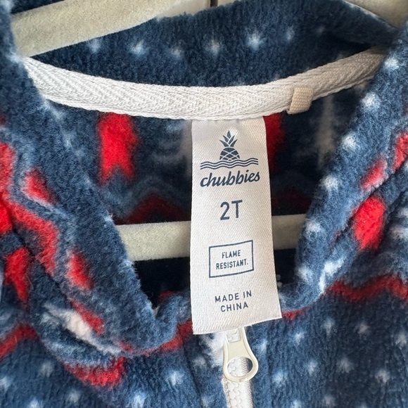 Chubbies Festive Blue and Red Bear Print Short Onesie 2T - Picture 3 of 5